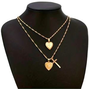 NWT Stackable Chain Necklace Cross Shape Pendant Gold